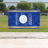 Elegant Afstuderen Monogram Blue Marble Gold Foil Spandoek (Insitu)