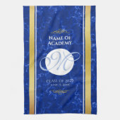 Elegant Afstuderen Monogram Blue Marble Gold Foil Theedoek (Verticaal)