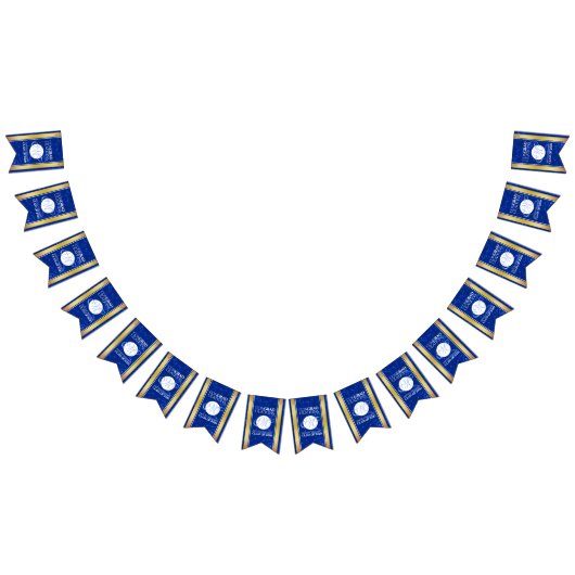 Elegant Afstuderen Monogram Blue Marble Gold Foil Vlaggetjes (Alle)