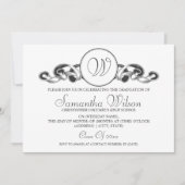 Elegant Afstuderen Monogram Ribbon Black Kaart (Voorkant)