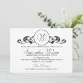 Elegant Afstuderen Monogram Ribbon Black Kaart (Staand voorkant)