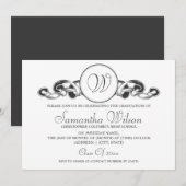 Elegant Afstuderen Monogram Ribbon Black Kaart (Voorkant / Achterkant)