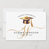 Elegant Afstuderen Naam Gold Monogram Aankondiging (Voorkant)