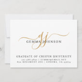 Elegant Afstuderen Naam Gold Monogram Aankondiging (Achterkant)