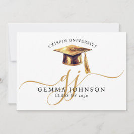 Elegant Afstuderen Naam Gold Monogram Aankondiging