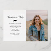 Elegant Afstuderen Name Folie Invitation in Navy Uitnodiging (Achterkant)