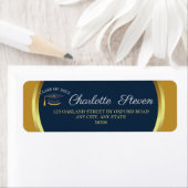 Elegant Afstuderen Navy and Gold Return Address Etiket (Insitu)