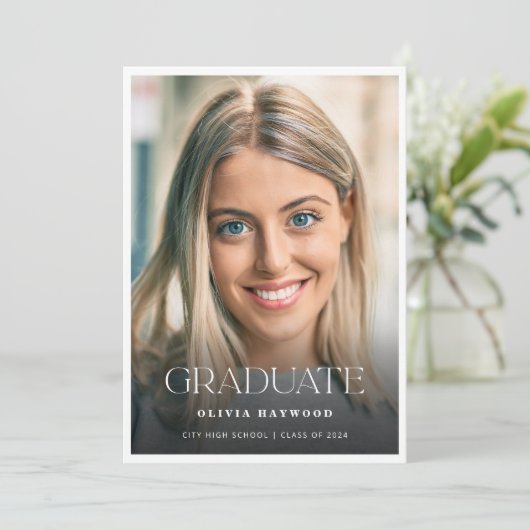 Elegant Afstuderen op de middelbare school Aankondiging (Staand voorkant)