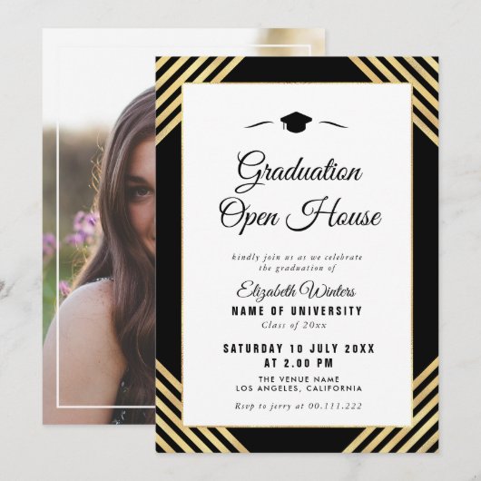 Elegant afstuderen Open house Kaart (Voorkant / Achterkant)