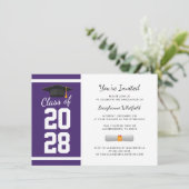 Elegant Afstuderen Paarse 2025 Afstudeerder Partij Kaart (Staand voorkant)