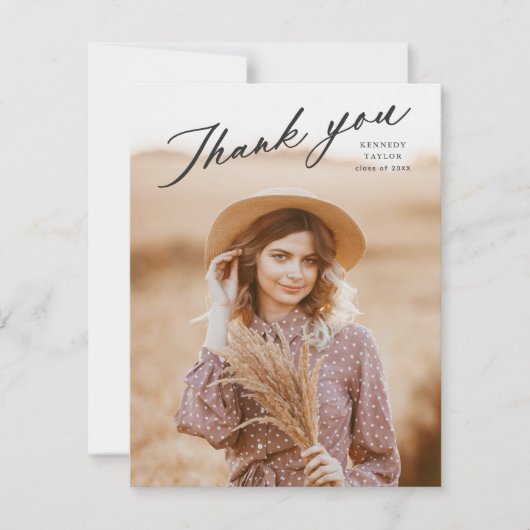 Elegant Afstuderen Photo Afstuderen Bedankkaart (Voorkant)