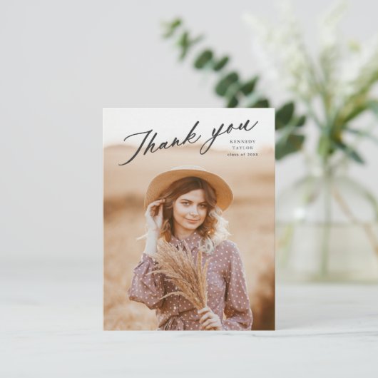 Elegant Afstuderen Photo Afstuderen Bedankkaart (Staand voorkant)