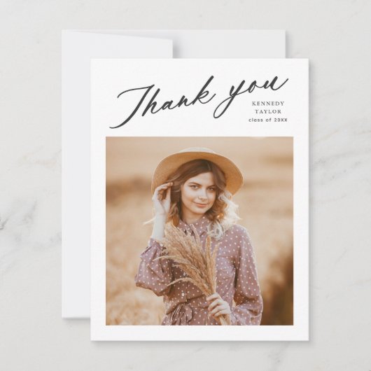 Elegant Afstuderen Photo Afstuderen Bedankkaart (Voorkant)