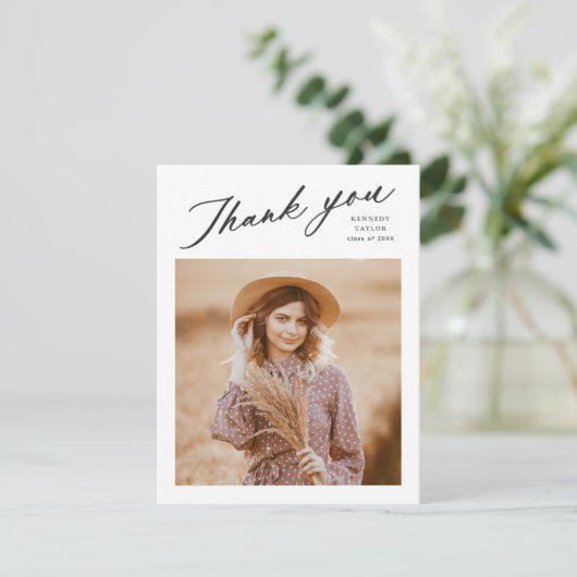 Elegant Afstuderen Photo Afstuderen Bedankkaart (Staand voorkant)