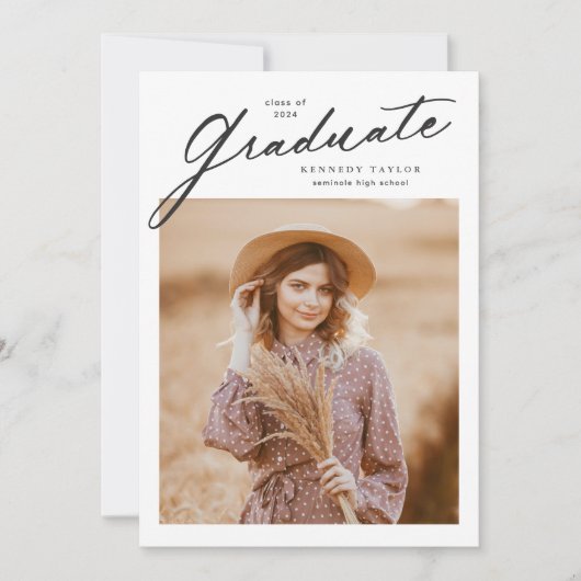 Elegant Afstuderen Photo Afstuderen Kaart (Voorkant)