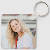 Elegant Afstuderen Photo Custom Flourish Script Sleutelhanger (Achterkant)