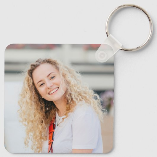 Elegant Afstuderen Photo Custom Flourish Script Sleutelhanger (Achterkant)