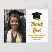 Elegant Afstuderen Photo Gold Script Bedankt Briefkaart (Voorkant)