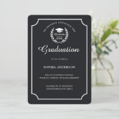 Elegant Afstuderen Photo Script Black Aankondiging (Staand voorkant)