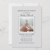 Elegant Afstuderen Platinum Grey Photo Afstuderen Kaart (Achterkant)