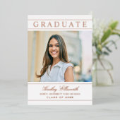 Elegant Afstuderen Roos Gold Photo Graduparty Folie Uitnodiging (Staand Voorkant)