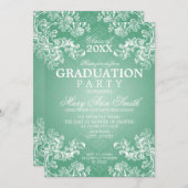 Elegant Afstuderen  Royal Scroll Mint Kaart (Voorkant / Achterkant)