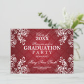 Elegant Afstuderen  Royal Scroll Red Kaart (Staand voorkant)