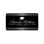 Elegant afstuderen satin gray faux Silver Border Etiket (Voorkant)