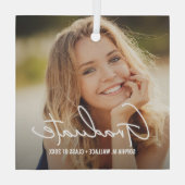 Elegant Afstuderen script gepersonaliseerde foto Glas Ornament (Achterkant)