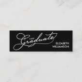 Elegant Afstuderen Script Naam Klasse Details Zwar Contactkaartje (Voorkant)