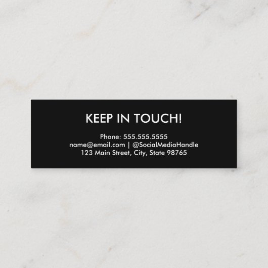 Elegant Afstuderen Script Naam Klasse Details Zwar Contactkaartje (Achterkant)