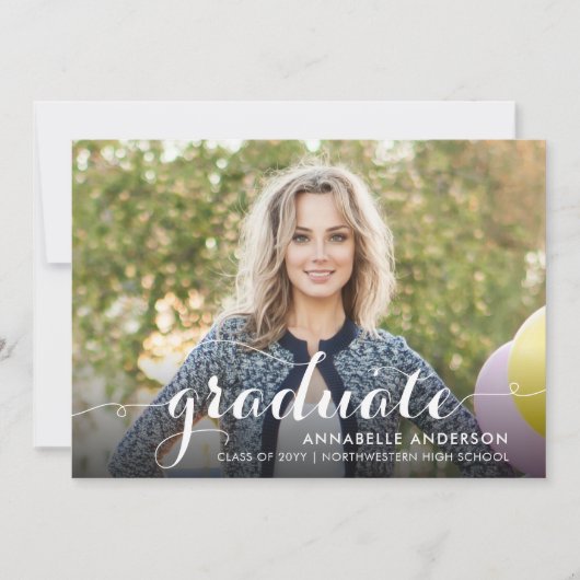 Elegant Afstuderen Stijlvol Afstuderen van de Foto Aankondiging (Voorkant)