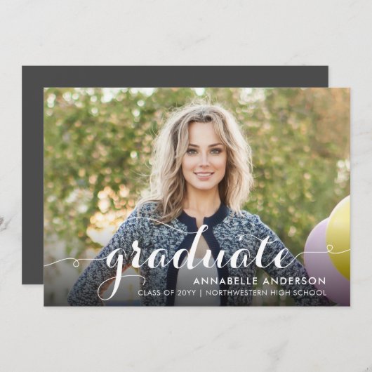 Elegant Afstuderen Stijlvol Afstuderen van de Foto Aankondiging (Voorkant / Achterkant)