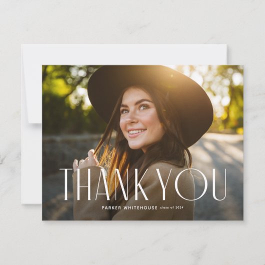 Elegant Afstuderen Typografie Foto Afstuderen Bedankkaart (Voorkant)