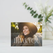 Elegant Afstuderen Typografie Foto Afstuderen Bedankkaart (Staand voorkant)