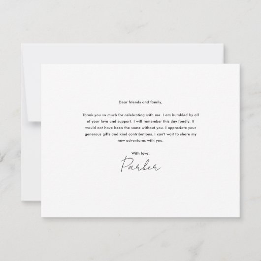 Elegant Afstuderen Typografie Foto Afstuderen Bedankkaart (Achterkant)