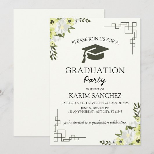Elegant Afstuderen Uitnodiging 2025 (Voorkant / Achterkant)