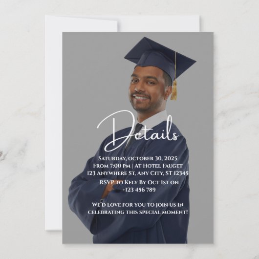 Elegant Afstuderen Uitnodiging Kaart (Achterkant)