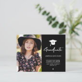 Elegant afstuderen uitnodiging voor afstuderen zwa (Staand voorkant)