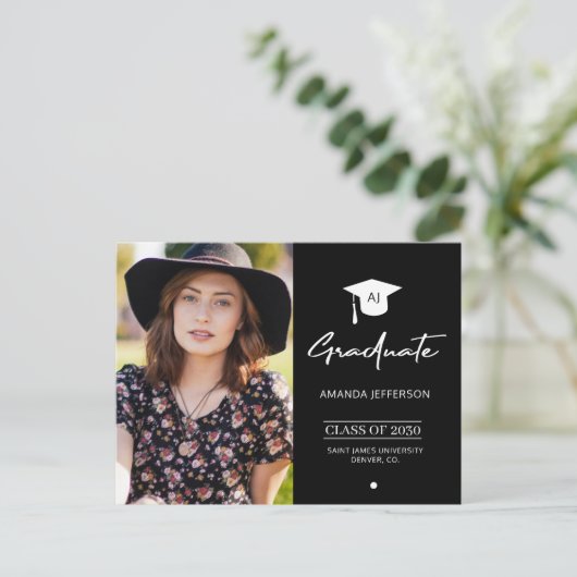 Elegant afstuderen uitnodiging voor afstuderen zwa (Staand voorkant)