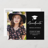 Elegant afstuderen uitnodiging voor afstuderen zwa (Voorkant / Achterkant)