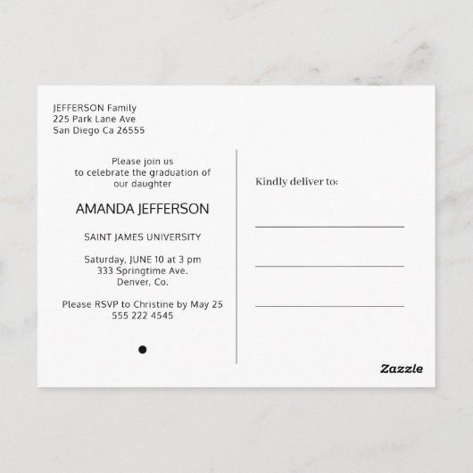 Elegant afstuderen uitnodiging voor afstuderen zwa (Achterkant)