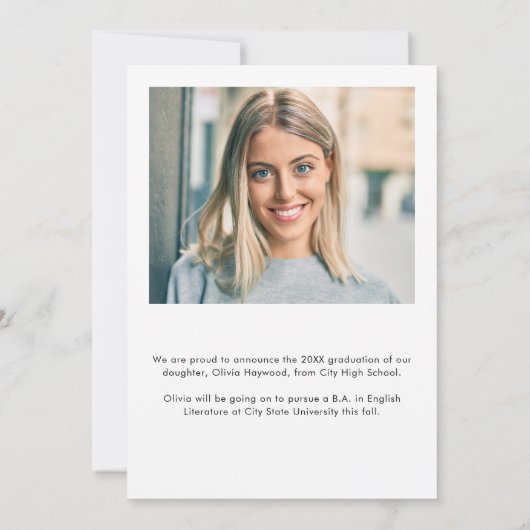 Elegant Afstuderen voor de middelbare school Aankondiging (Achterkant)