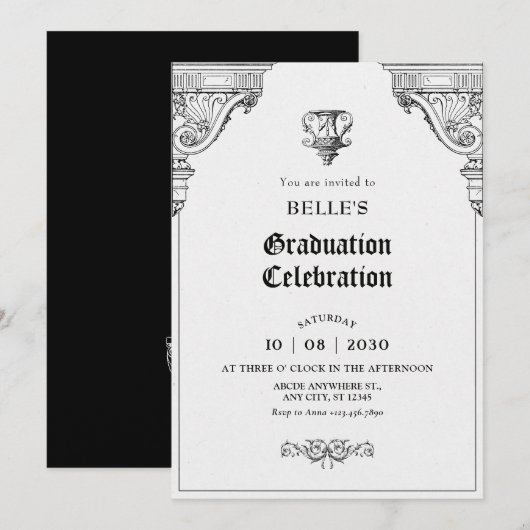 Elegant afstuderen voor renaissancearchitectuur kaart (Voorkant / Achterkant)