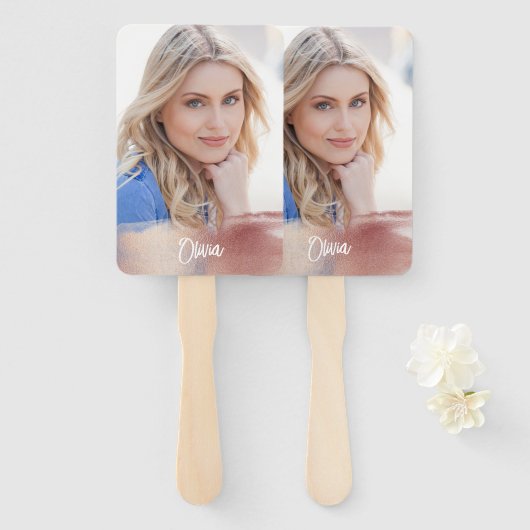 Elegant Afstuderen voor uw eigen fotomonogram Handwaaier (Voorkant en achterkant)