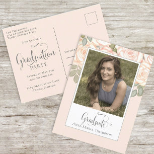 Elegant Afstuderen Waterverf Floral Blush Chic Briefkaart