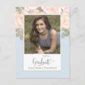 Elegant Afstuderen Waterverf Floral Chic Light Blu Briefkaart (Voorkant)