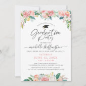 Elegant Afstuderen Waterverf Floral Script roze Kaart (Voorkant)