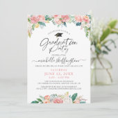 Elegant Afstuderen Waterverf Floral Script roze Kaart (Staand voorkant)