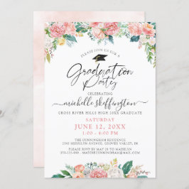 Elegant Afstuderen Waterverf Floral Script roze Kaart